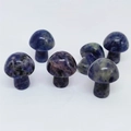 Polished blue natural stone mini mushroom figurines for crystal garden decor - Blue Sodalite