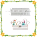 Easter bunny silicone mold and resin holder with floral relief and Easter lettering - Rectangular 3-Hole Base 003