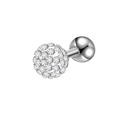 Silver titanium steel opal ball earring stud with sparkling cubic zirconia pavé setting - 1.2*6*5mm