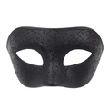 Men's masquerade half mask in black with decorative glitter vine patterns - Black