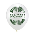 Palloncino in lattice bianco a tema dinosauro con foglie tropicali e scritta Roar - ROAR Bianco