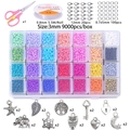 28-grid DIY jewelry kit with 3mm glass seed beads, charms, and jewelry tools for bracelets - 28 Grids Bead Box + Full DIY Tool Kit 483.5g