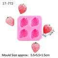 Pink silicone strawberry mold for fondant and chocolate DIY crafts with finished results - 17-772 / Pink