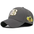 Berretto da baseball grigio scuro con ricamo B gotico e toppa laterale con ape - Elastico (57-58cm) / Grigio
