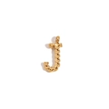 Minimalist 18K gold plated stainless steel letter J pendant with twisted rope texture - Gold - Letter J
