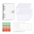 Set raccoglitore A6 trasparente in PVC con tasche a cerniera ed etichette - Set Trasparente (8 Borse con Cerniera + 1 Borsa per Carte + 2 Tasche Doppie + Etichette) / A6