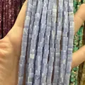 Perles carrées en pierre naturelle bleu clair à texture blanche pour bijoux DIY - 4x4mm (Environ 38cm Fil) / Turquoise d'Agate Violette