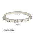 Detail view of 6mm stainless steel bangle with white square zircon stones and 61mm diameter - Square Zirconia Style (HF-B5109-S)