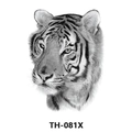 Black and white tiger sketch temporary tattoo sticker with detailed fur texture TH-081X - Th-081 / 210*148mm
