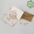 3D pop-up bouquet greeting card in light pink floral design with brown envelope - HK8015-Style D