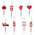Valentine DIY diamond painting 5D wind chime pendant kit with red rose and gnome designs - Style 17