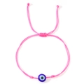 Bracelet œil porte-bonheur rose fait main avec cordon ajustable et perle en verre bleue - Standard / Rose rosé