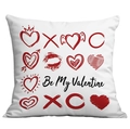 Valentinstag Kissenbezug mit 'Be My Valentine' Herz-Aufdruck auf weißem Stoff - Kurzplüsch Einseitig Ohne Kern / Doodle Herz Stil (CDR55-3)