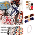 Cartoon animal gift wrapping paper set with 6 sheets, ribbons, and stickers for kids - Set 1 / 50x70cm (6 Sheets + Accessories)