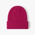 Classic fuchsia double-layered knit beanie hat for outdoor winter warmth and comfort - Ribbed 6-Seam Bright Red