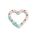 Mint green heart spring ring buckle with cream lines and purple polka dots for DIY jewelry - Sapphire Blue