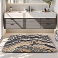 Plush bathroom mat with black and gold marble pattern on non-slip absorbent fabric - 44*76cm / Dark Marble