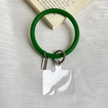 Forest green silicone wrist strap phone ring with metal spring clasp and hanging patch - Light Green