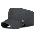Gorra militar gris oscuro clásica con textura de algodón de sarga y logo metálico - Ajustable / Gris