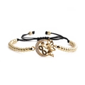 Pulsera tejida ajustable con símbolo de infinito, luna y colgantes de silueta de ángel - Dorado