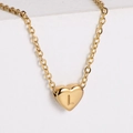 Gold-plated stainless steel heart pendant necklace with engraved letter L on stone base - Letter L