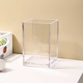 Clear acrylic desktop pencil holder and makeup brush organizer for office stationery - Clear