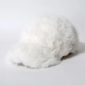 Minimalist winter white plush baseball cap with fuzzy faux fur texture for women - One Size / White