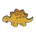 Cartoon yellow Stegosaurus dinosaur fossil enamel pin with orange plates for backpacks - Yellow Cartoon Stegosaurus