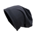 Detalle de la suave textura de punto y el borde enrollado de este gorro negro slouchy - M (56-58cm) / gris oscuro