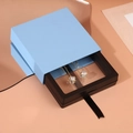 Sky blue and black drawer-style jewelry box with PE film for earring display and storage - Sky Blue-7x7x2cm
