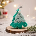 Candela profumata a forma di albero di Natale bicolore su base in legno, misura 8x6,5 cm - Albero di Natale Verde Scuro