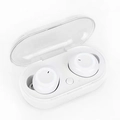 White TWS wireless earbuds in an open charging case with a semi-transparent frosted lid - White Body + White Ring