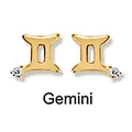 Minimalist S925 sterling silver Gemini constellation stud earrings in gold finish - Gemini