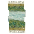 Winter pashmina scarf with Van Gogh Wheatfield oil painting print and fringe edges - Van Gogh Wheat Field with a Lark