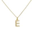 Classic 18k gold plated brass necklace featuring a pearl studded letter E pendant - Letter E