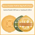 XL teardrop Rubycell makeup puff set with camera storage box in green and orange - Plus Points Puff Set (XL Size / 2 Puffs + Case)