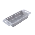 Cestello di scarico grigio estensibile a doppio strato con manici per lavello da cucina - 48*18.5*8cm / Bianco Sporco