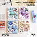 Set of 4 mini A7 spiral notebooks featuring 3D cartoon astronaut themes in four colors - Star Trek Theme / 1本装