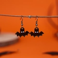 Orecchini a pipistrello per Halloween neri con dettagli in smalto lucido - Pipistrello Nero (WH1296)
