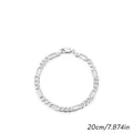 Minimalist S925 sterling silver Figaro chain bracelet with lobster clasp, 20cm length - 20cm (RHB2024-20CM)