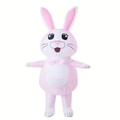 Pink inflatable bunny costume for parties featuring long ears and white bowtie detail - Pikachu Rabbit / One Size