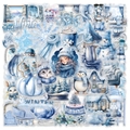 50pcs winter watercolor pet stickers featuring blue ice theme for DIY decoration - Winter-51pcs