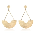 Elegant gold geometric fan-shaped statement earrings in a modern polished metal design - Geometric Fan Combination Earrings / Gold