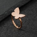 Mattierter Schmetterlingsring in Roségold mit poliertem Edelstahl-Ringband - US 6 / Roségold