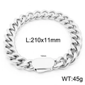 Bracelet gourmette en acier inoxydable argenté avec boucle plate, 210 mm de long - Argent 11mm de Large (KB165139-Z)