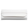 Minimalist white leather eyewear case with secure strap and premium stitched edges - White Bar Shaped Leather Glasses Case