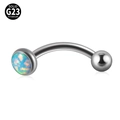 Piercing a barra curva in titanio G23 con opale vibrante ed estremità a sfera lucida - 1.2x8x3x3mm / Opale OP26