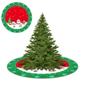 Rote und grüne Weihnachtsbaumdecke mit festlichen Weihnachtsmann- und Rentier-Motiven - 90CM Gebürsteter Stoff Baumdecke 03 / 90cm