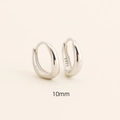 Minimalist silver S925 sterling silver irregular oval hoop earrings in 10mm size - Platinum (10mm)