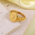 Bague en acier inoxydable plaqué or 18 carats avec gravure du signe Vierge ovale - Vierge
